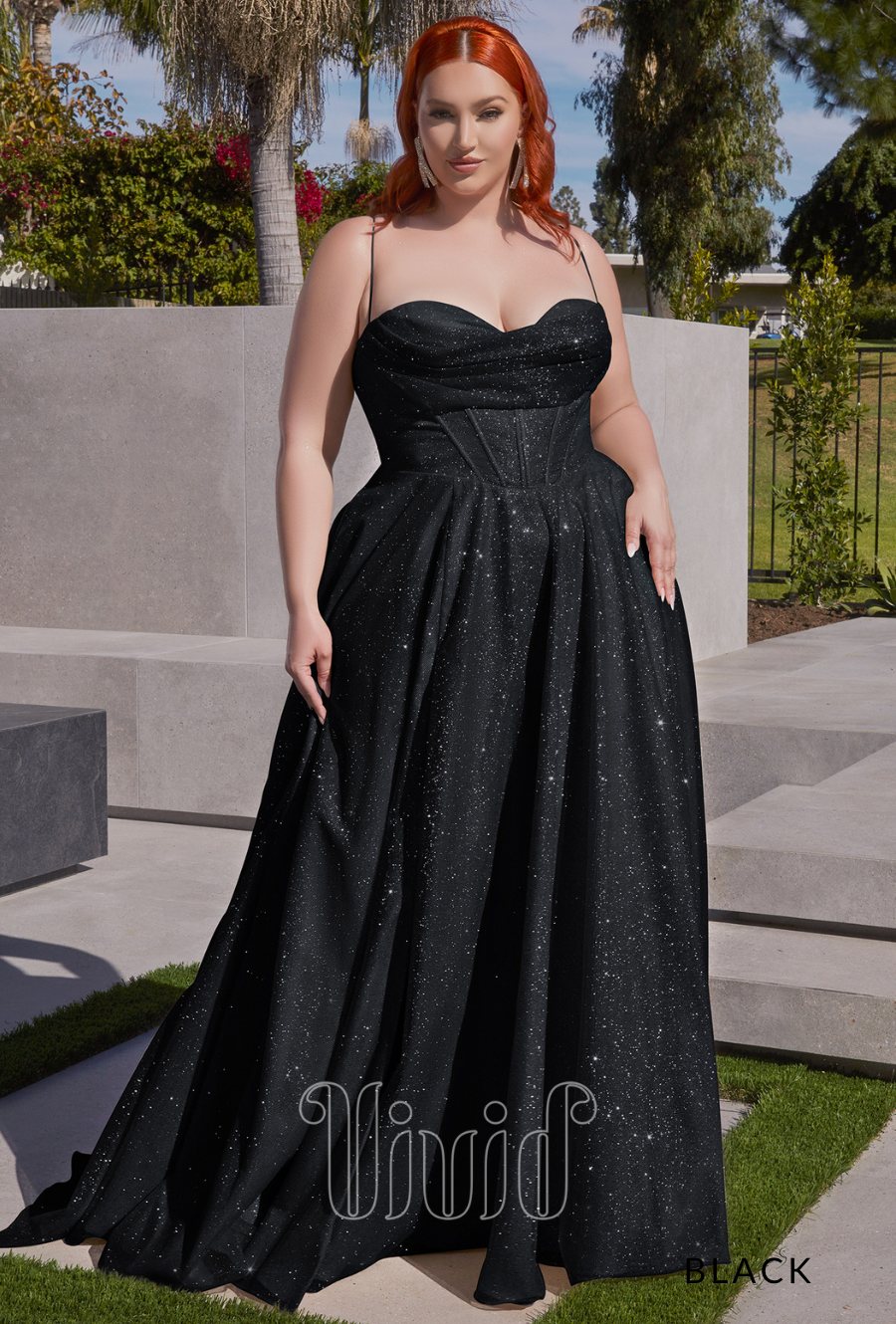 Stella Glitter Ball Gown Curve by Vivid Formal | Vivid Dresses