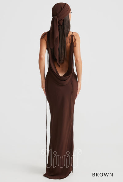 Melani The Label Amali Gown in Brown / Nude & Neutrals