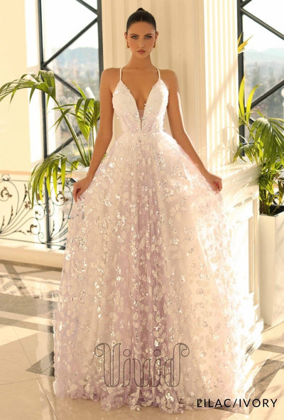 Nicoletta Andrina Gown NC1070 in Lilac/Ivory / Purples