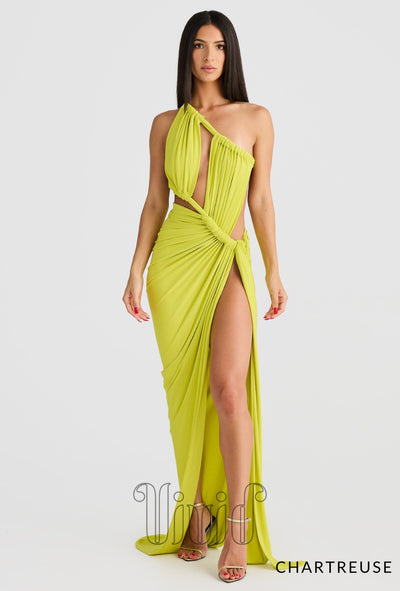 Melani The Label Aphrodite Gown in Chartreuse / Greens