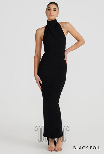 Melani The Label Aurora Gown in Black Foil / Blacks