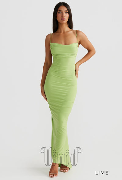 Melani The Label Celina Dress in Lime / Greens