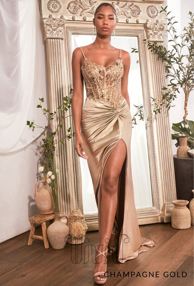 Vivid Luxe Claretta Gown in Champagne Gold / Golds