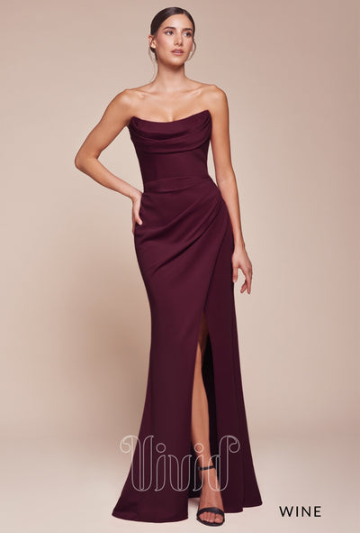 Vivid Formal Empire Gown in Wine / Reds