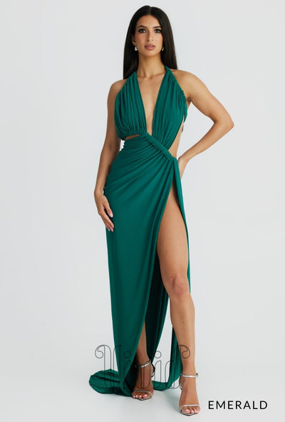 Melani The Label Kailani Gown in Emerald / Greens