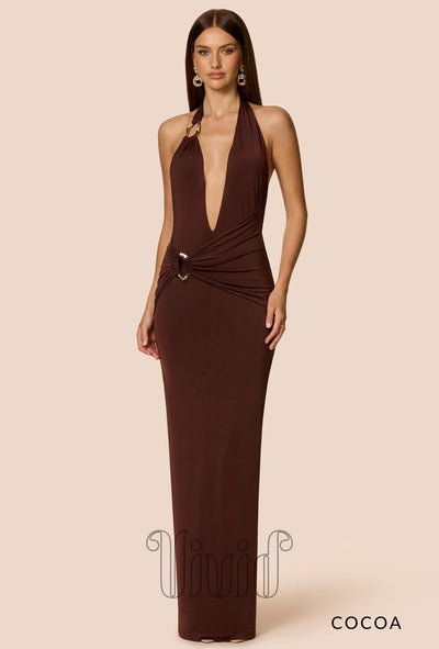 Nookie Leonie Halter Maxi in Cocoa / Nude & Neutrals