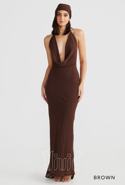 Melani The Label Lopez Gown in Brown / Nude & Neutrals