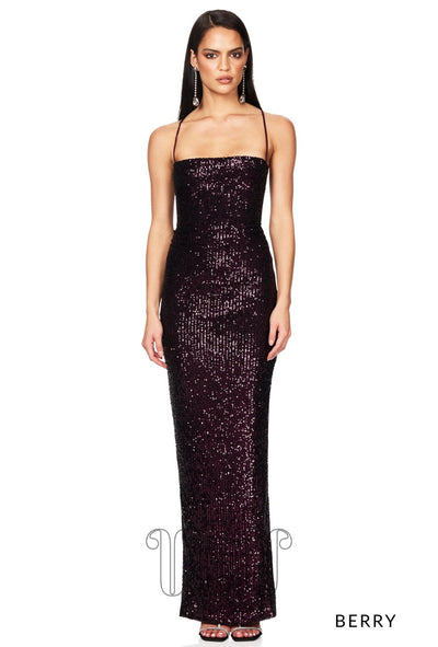 Nookie Lumina Lace Back Gown in Berry / Purples