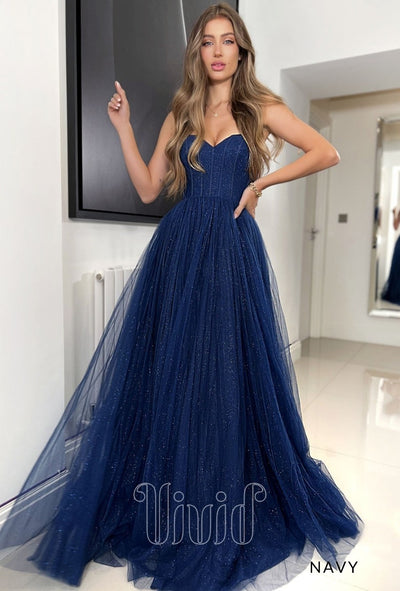 Jadore Fifi Strapless Gown JX6007 in Navy / Blues