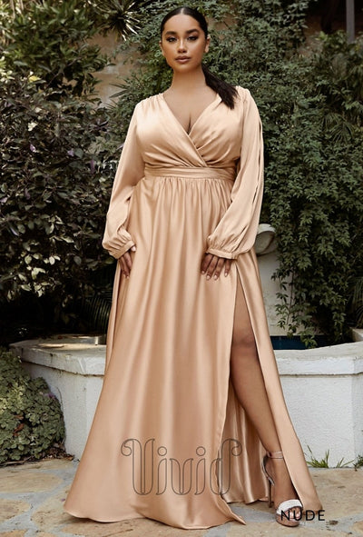 Vivid Curve Iris Gown in Nude