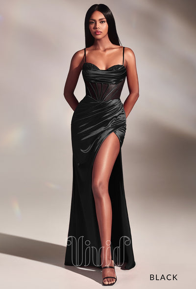 Vivid Formal Stella Sheer Gown in Black / Blacks